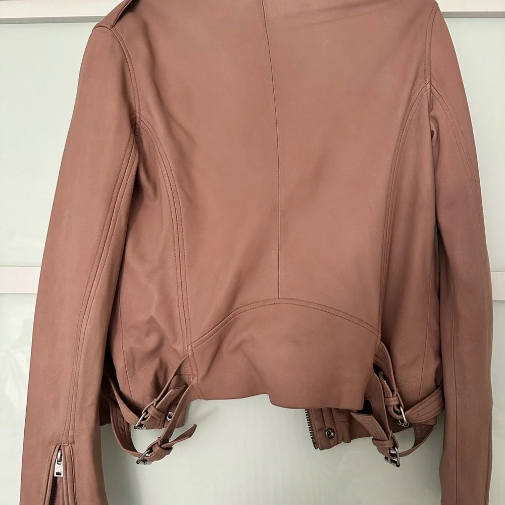 IRO DUSTY PINK MOTORCYCLE LEATHER JACKET-SIZE 40-UNWORN- RETAIL $1250.